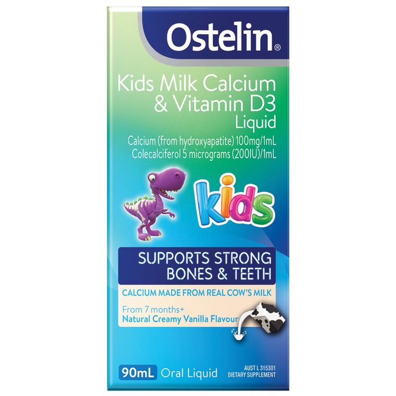 Ostelin Kids Milk Calcium & Vitamin D3 Liquid 儿童牛奶钙和维生素D3液体90ml