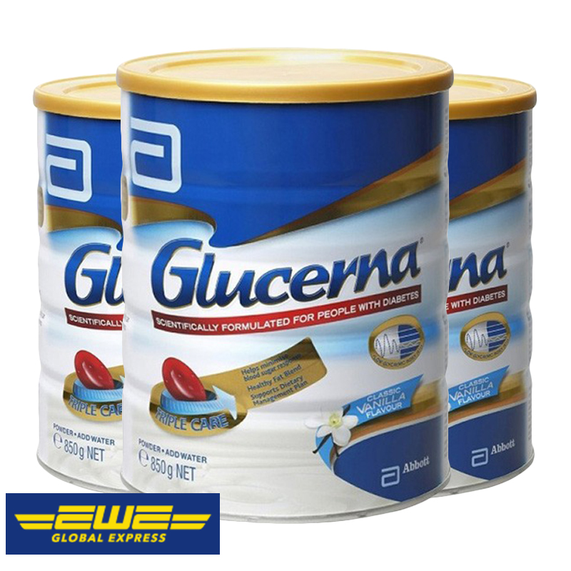 Glucerna 3罐 EWE快递 雅培怡保康无糖糖尿病人专用三重护理奶粉香草味 850g